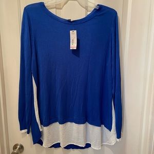 NWT a.n.a royal blue layered look top